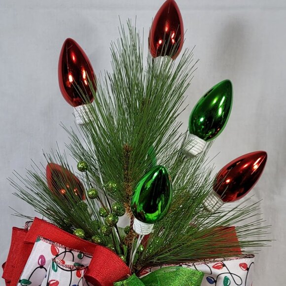 Christmas Tree Topper, Christmas Tree Light Bulb Double-Sided Bow Tree Topper - Picture 3 of 8